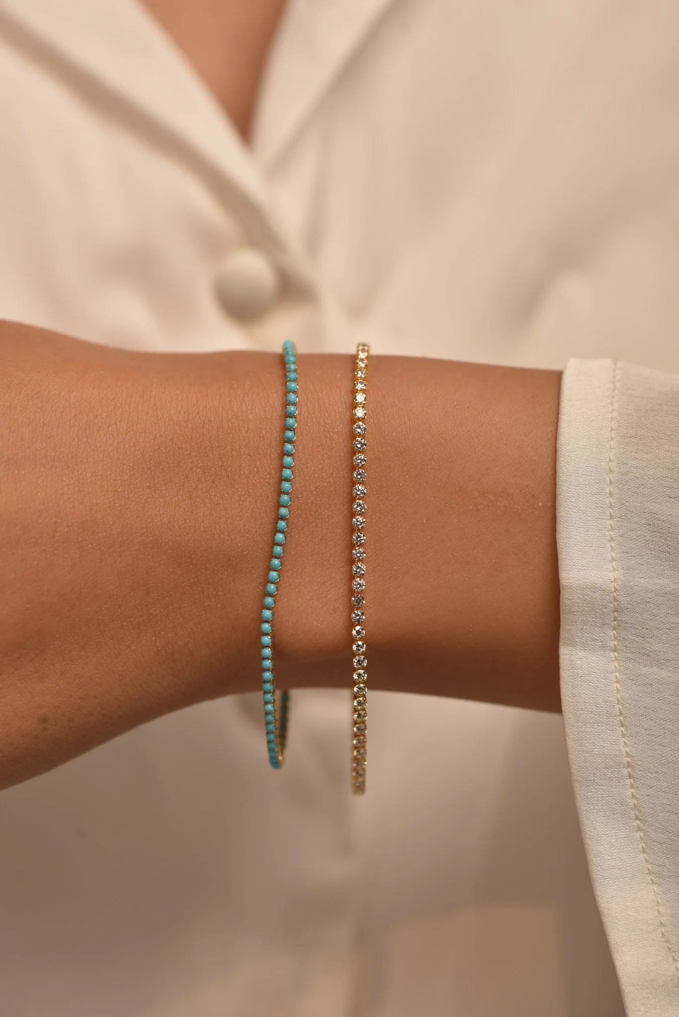 Turquoise Tennis Bracelet in 14K/18K Gold - Image 6