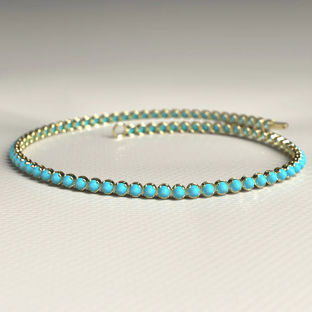 Turquoise Tennis Bracelet in 14K/18K Gold - Image 7