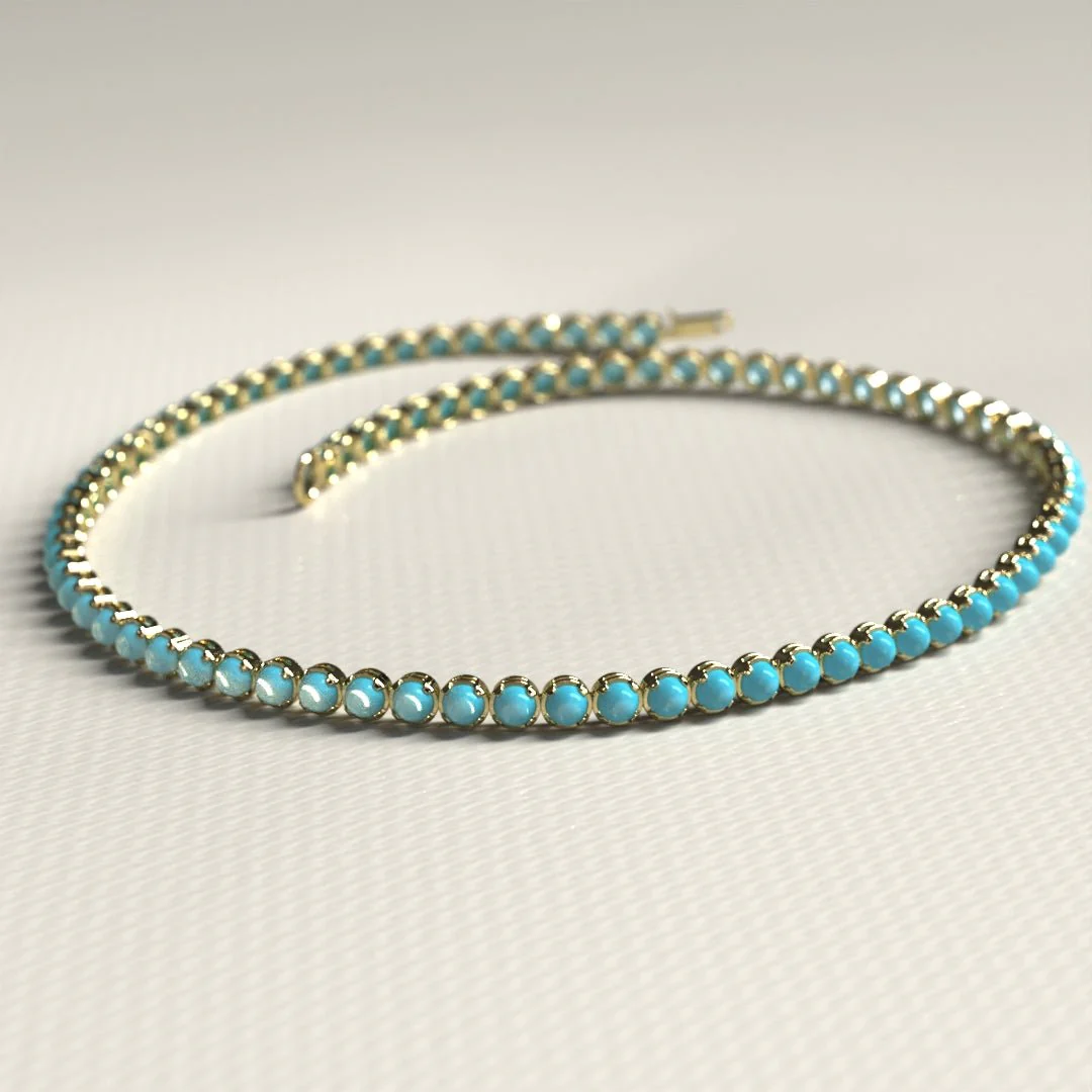 Turquoise Tennis Bracelet in 14K/18K Gold - Image 8
